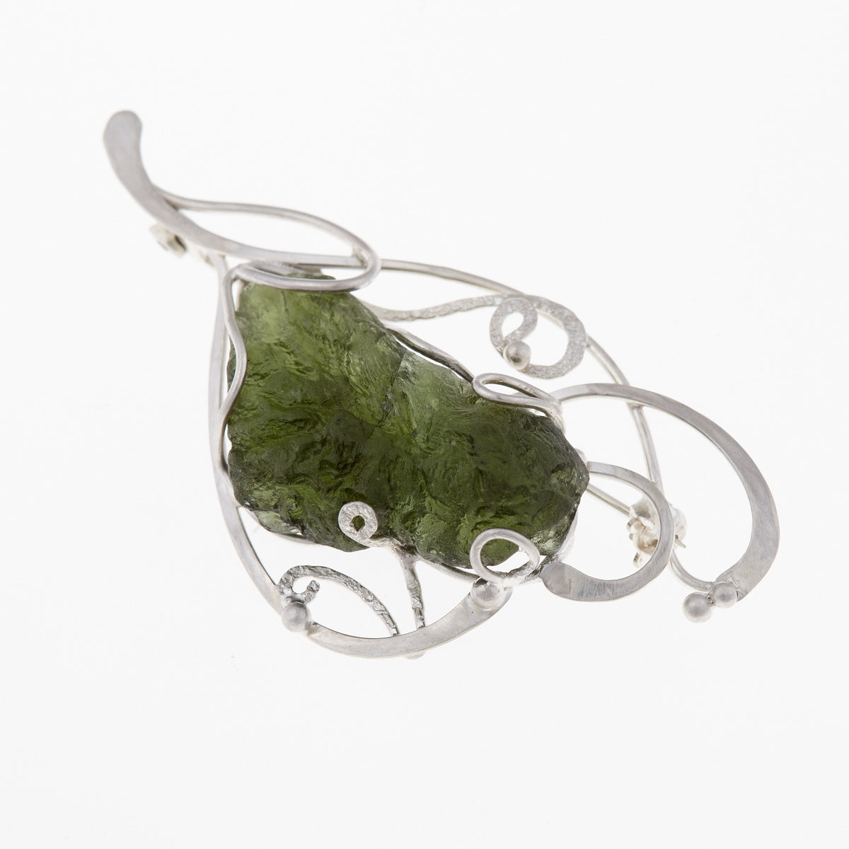 Spilla in argento con Moldavite naturale 015-7