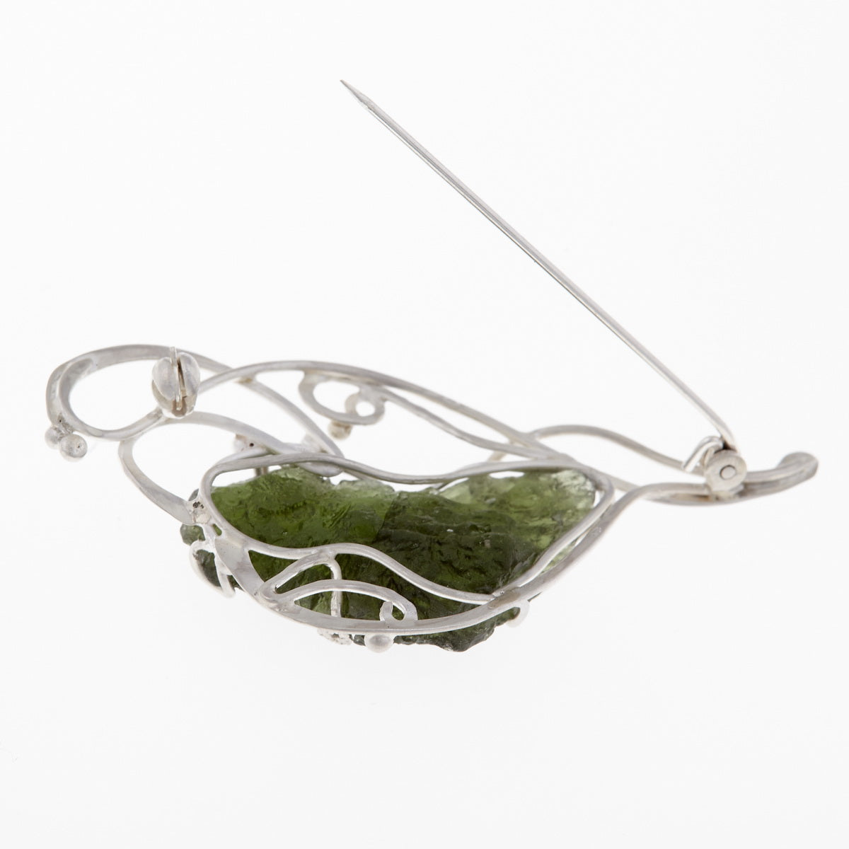 Spilla in argento con Moldavite naturale 015-7