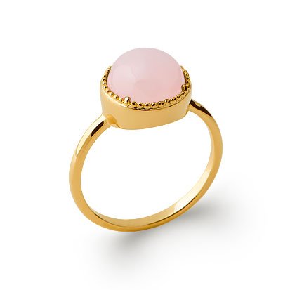 Anello Quarzo Rosa “Costantino” – Placcato in oro 750