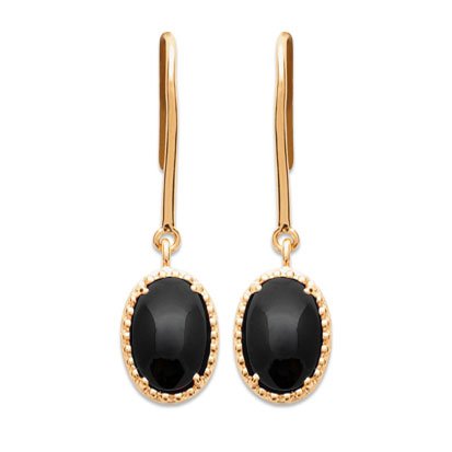 Orecchini in Agata Nera “Alexandra” – Placcati in oro 750