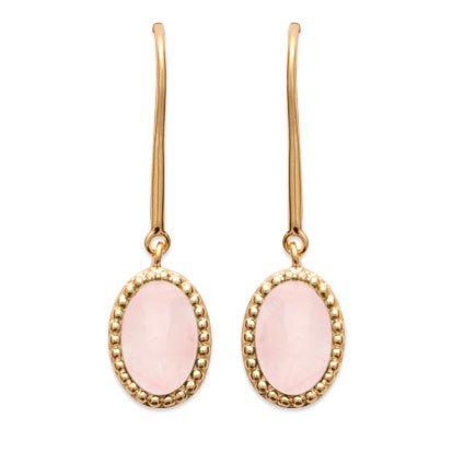 Orecchini in Quarzo Rosa “Alexandra” – Placcati in oro 750