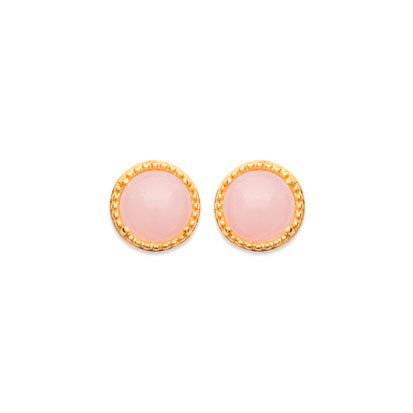 Orecchini in Quarzo Rosa “Costantino” – Placcati in oro 750