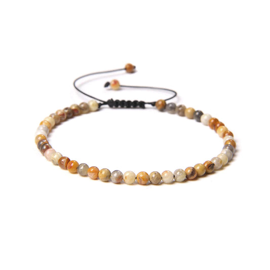 Bracciale in Agata Crazy Lace – cordino regolabile con pietre sferiche da 4 mm