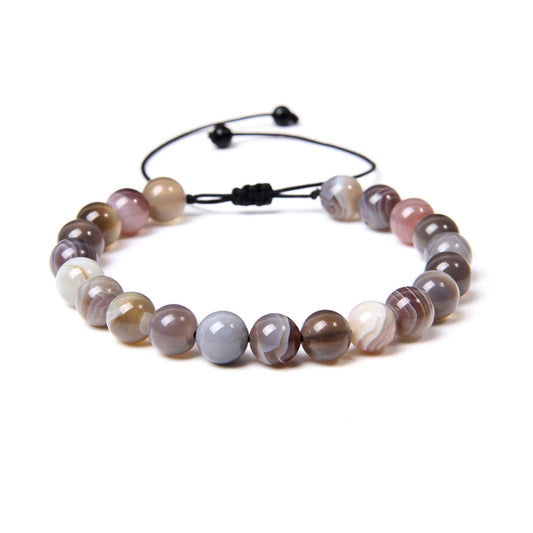Bracciale in agata del Botswana – cordino regolabile con perline