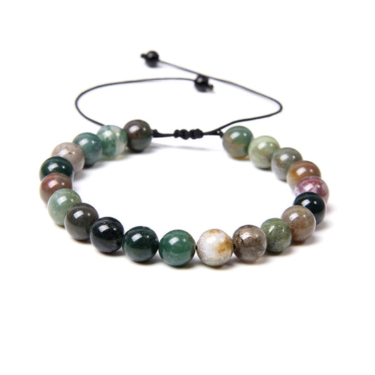 Bracciale in Agata Indiana – cordino regolabile con pietre sferiche
