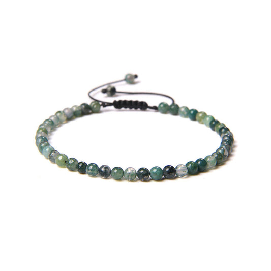 Bracciale in Agata Muschiata – cordino regolabile con pietre sferiche da 4 mm