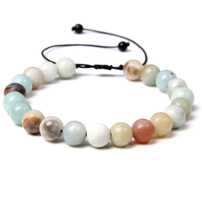 Bracciale in Amazzonite – cordino regolabile con pietre sferiche da 8 mm