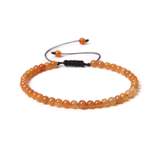 Bracciale Avventurina Rossa – cordino regolabile con pietre sferiche da 4 mm