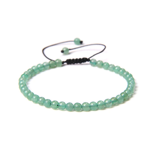 Bracciale Avventurina Verde – cordino regolabile con pietre sferiche da 4 mm