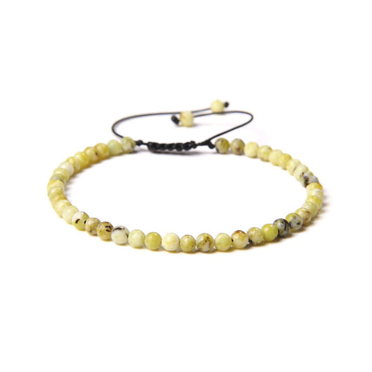 Bracciale in Crisoprasio Limone – cordino regolabile con pietre sferiche da 4 mm
