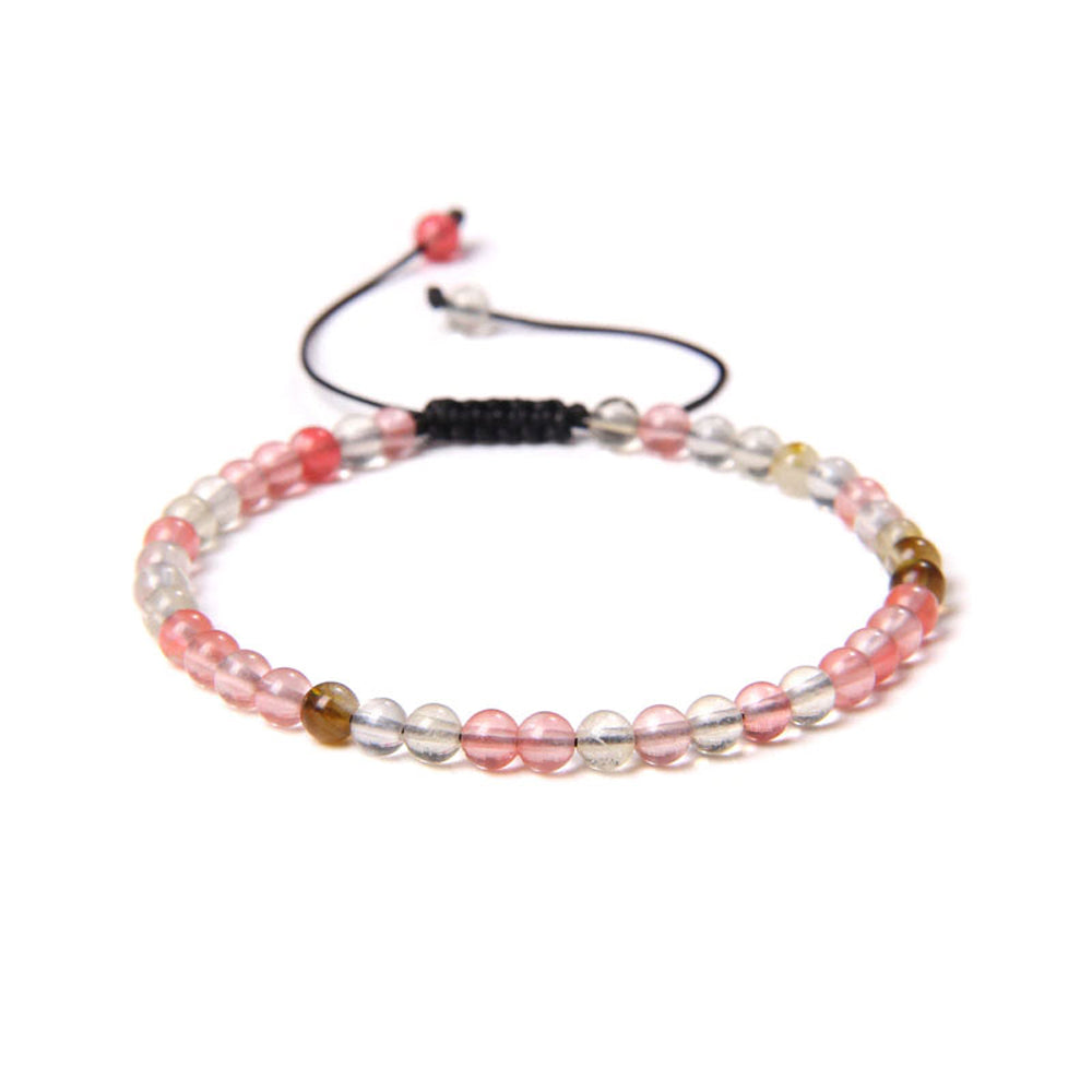 Bracciale in Cristallo Anguria – cordino regolabile con pietre di perline da 4 mm