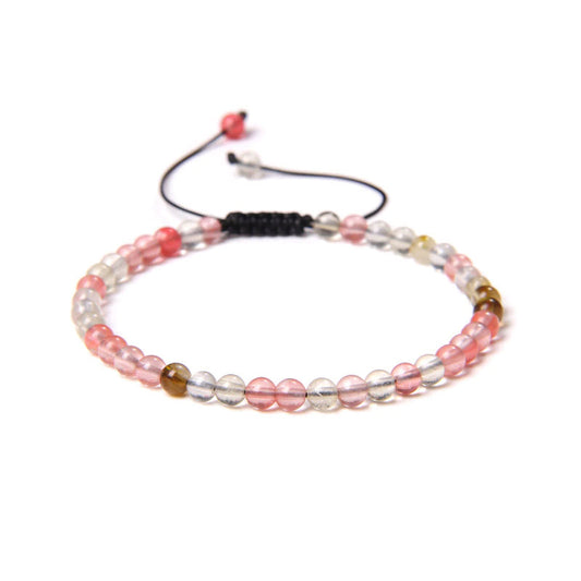 Bracciale in Cristallo Anguria – cordino regolabile con pietre di perline da 4 mm