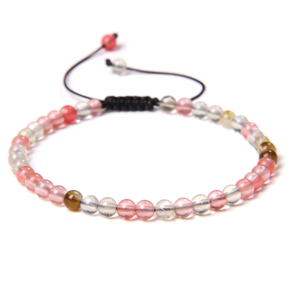 Bracciale in Cristallo Anguria – cordino regolabile con pietre di perline da 4 mm