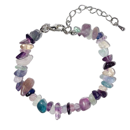 Bracciale in Fluorite multicolore – Barocco con chiusura – da 19 a 23 cm