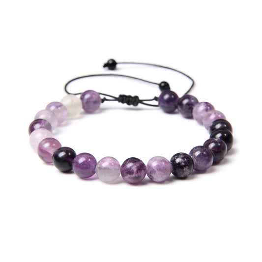 Bracciale in Fluorite – cordino regolabile con pietre sferiche da 8 mm