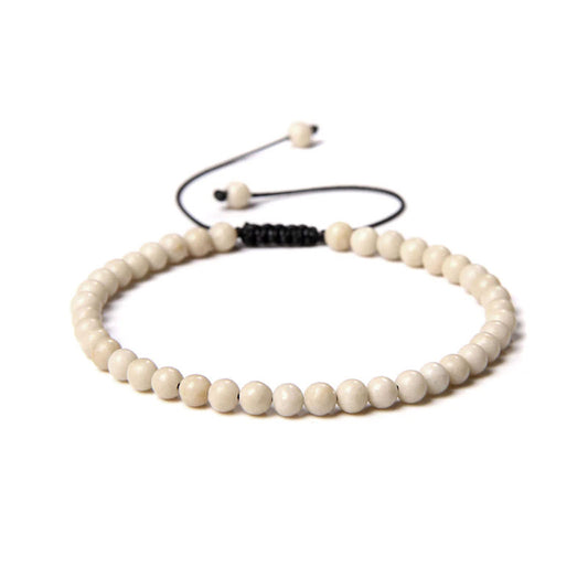 Bracciale Fossil Bianco – Cordoncino regolabile con pietre con perline da 4 mm