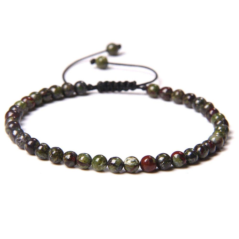 Bracciale in Diaspro Sanguigno – cordino regolabile con pietre sferiche da 4 mm