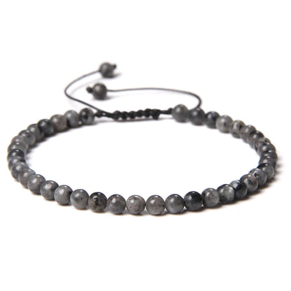 Bracciale in Labradorite con inclusioni – cordino regolabile con pietre sferiche da 4 mm