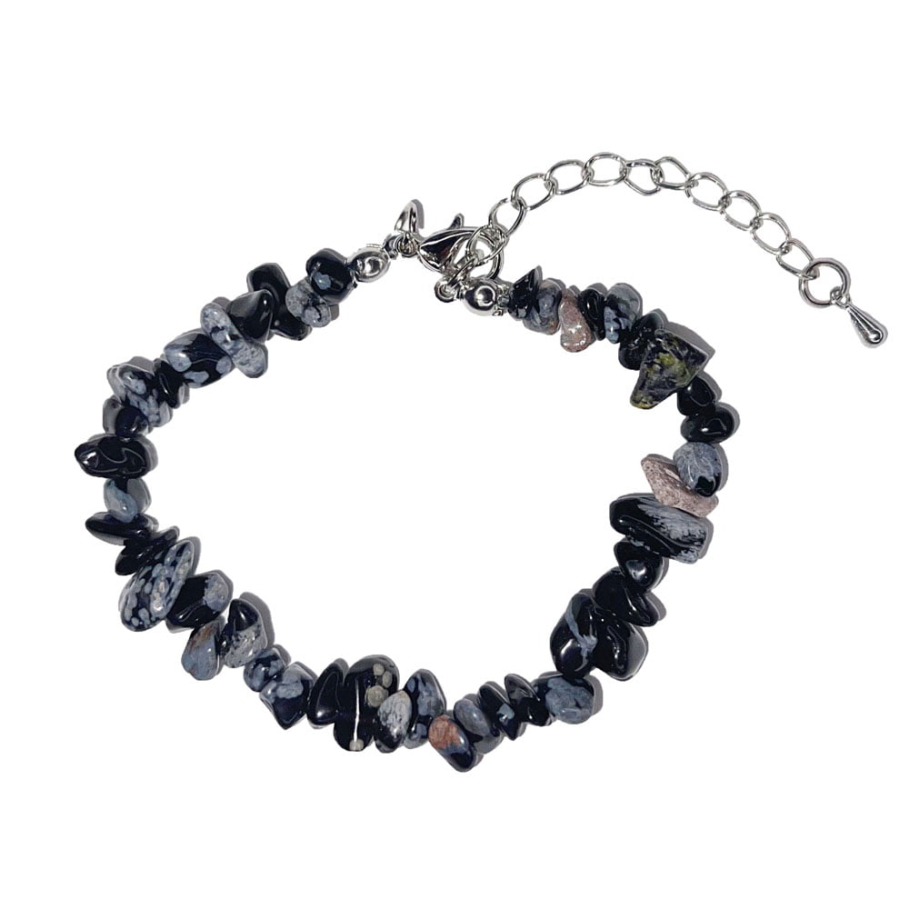 Bracciale in Ossidiana Neve – Barocco con chiusura – da 19 a 23 cm