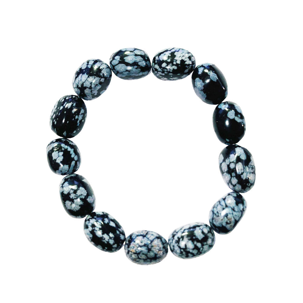 Bracciale di Ossidiana Neve – Pietre pepite