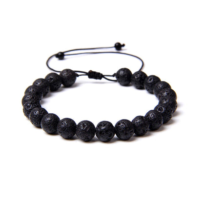 Bracciale in Pietra Lavica – cordino regolabile con pietre sferiche