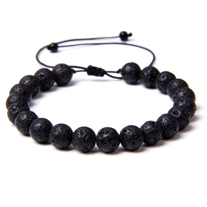 Bracciale in Pietra Lavica – cordino regolabile con pietre sferiche
