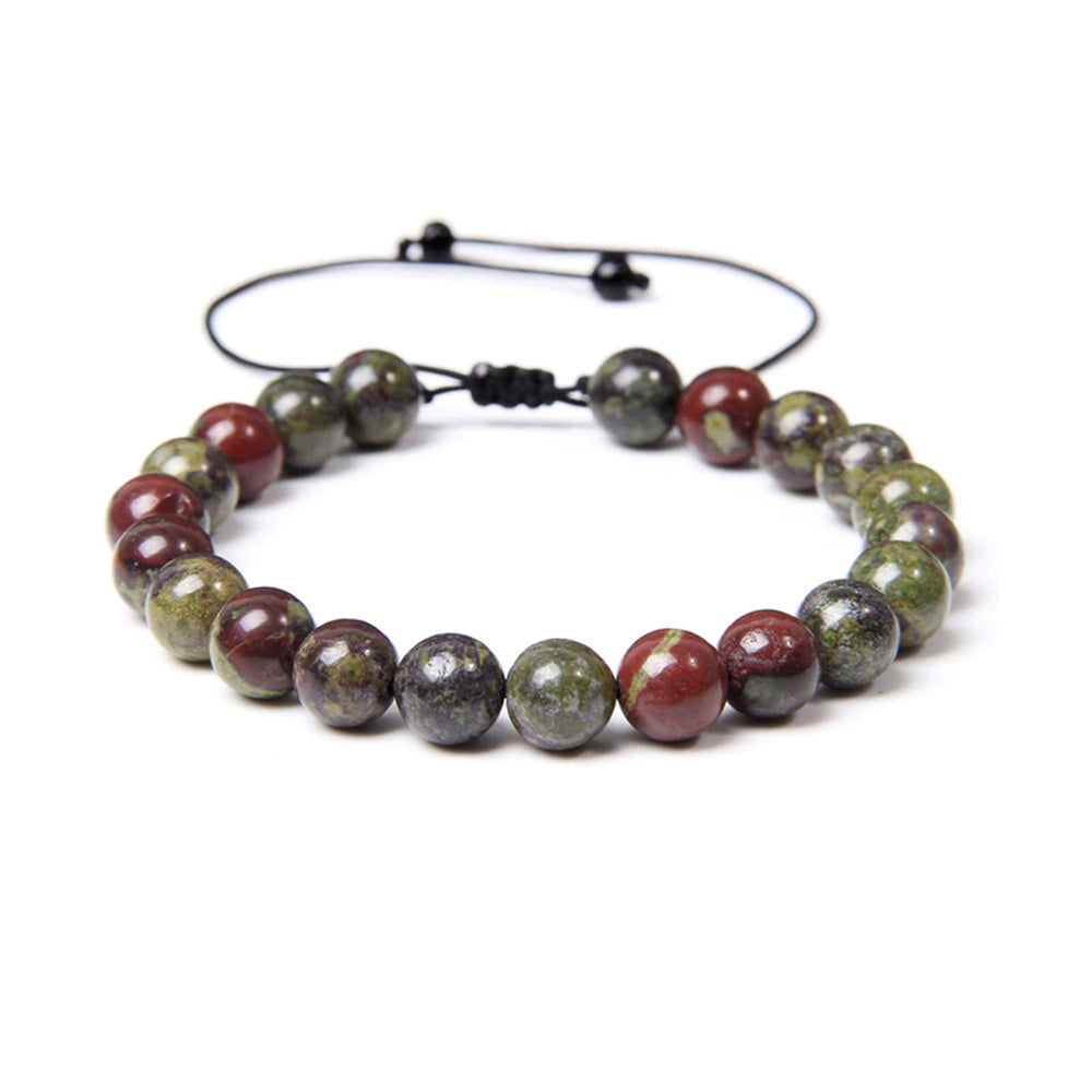 Bracciale Bloodstone – cordino regolabile con pietre sferiche