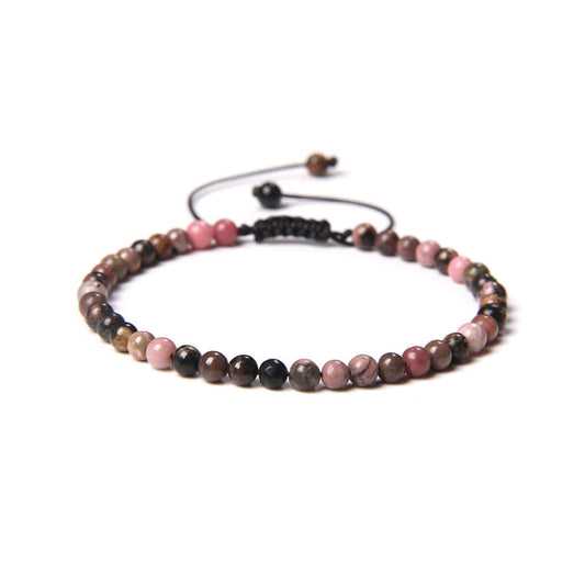 Bracciale in Rodocrosite – cordino regolabile con pietre sferiche
