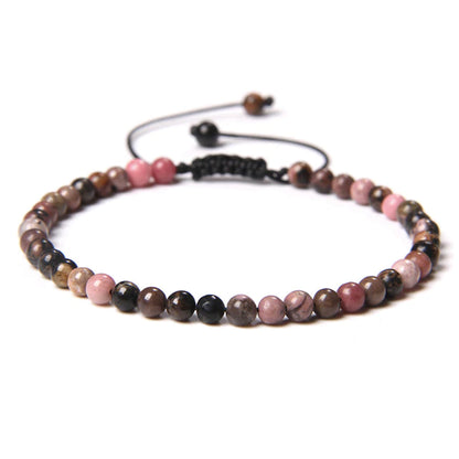 Bracciale in Rodocrosite – cordino regolabile con pietre sferiche