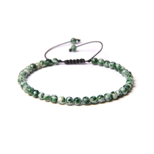 Bracciale serpentino scuro – cordino regolabile con pietre con perline da 4 mm