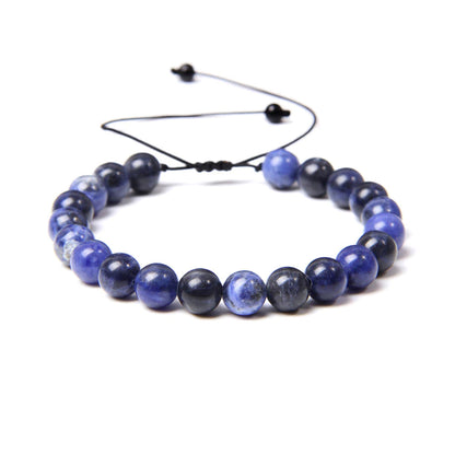 Bracciale in Sodalite – cordino regolabile con pietre sferiche