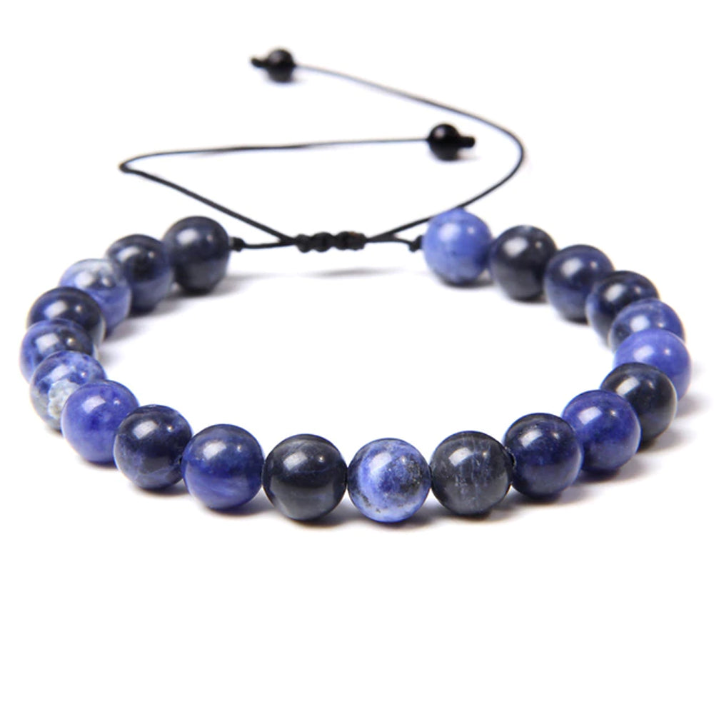 Bracciale in Sodalite – cordino regolabile con pietre sferiche