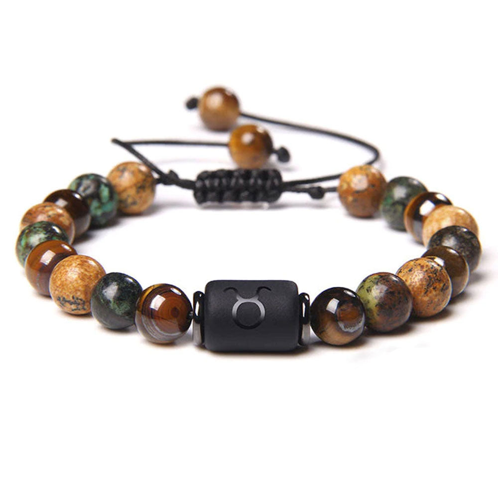 Bracciale Toro – Occhio di Tigre, Turchese, Diaspro – Cordoncino regolabile