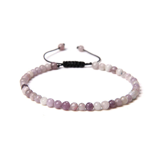 Bracciale in Tormalina rosa – cordino regolabile con pietre sferiche da 4 mm