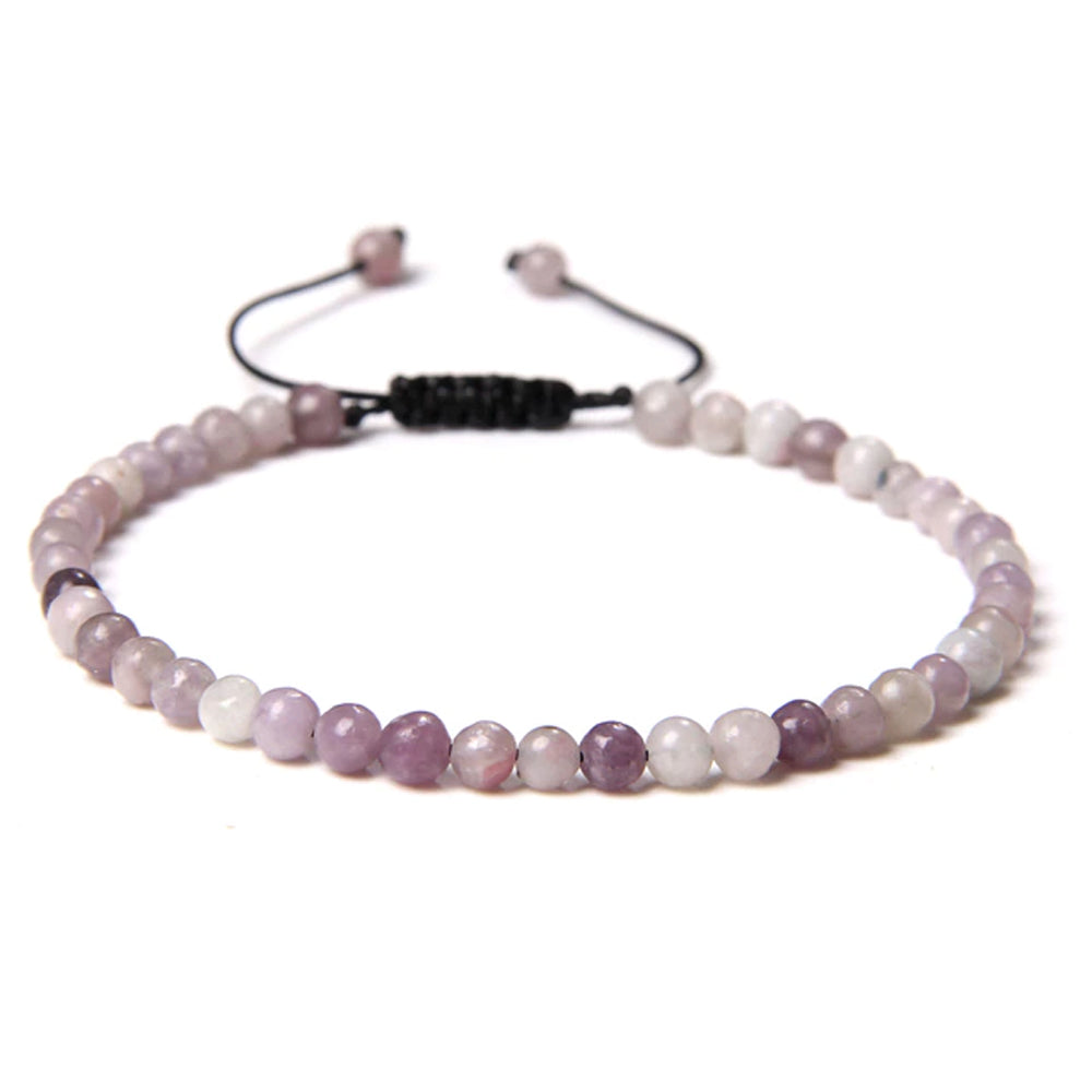 Bracciale in Tormalina rosa – cordino regolabile con pietre sferiche da 4 mm