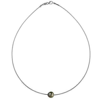 Collana Omega con perle di Tahiti rotonde/ovali – Argento 925 rodiato