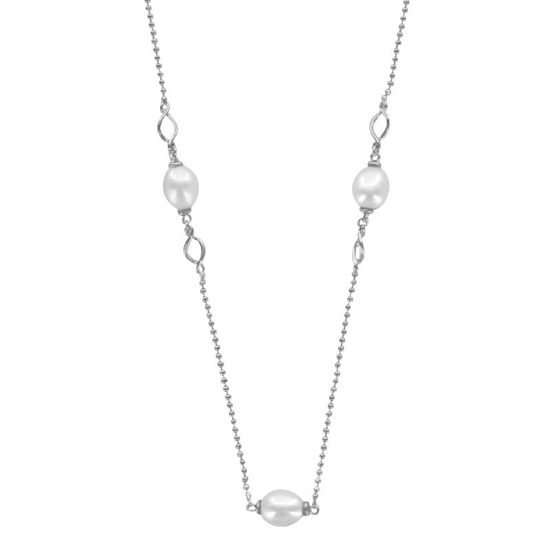 Collana di Perle d'acqua dolce – Sfere in argento 925 rodiato