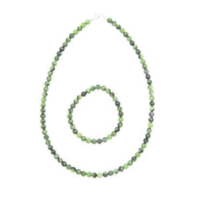 Set rubino su zoisite – Pietre con perline da 6 mm