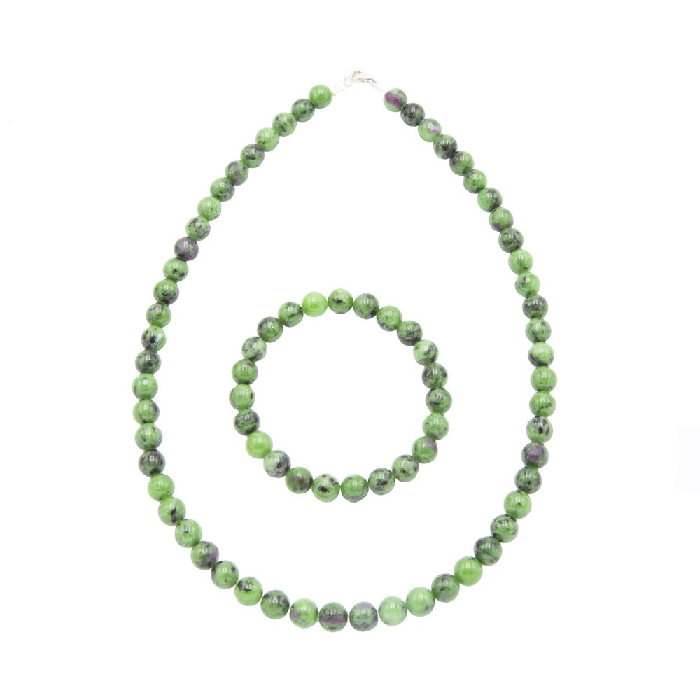 Set rubino su zoisite – Pietre con perline da 6 mm