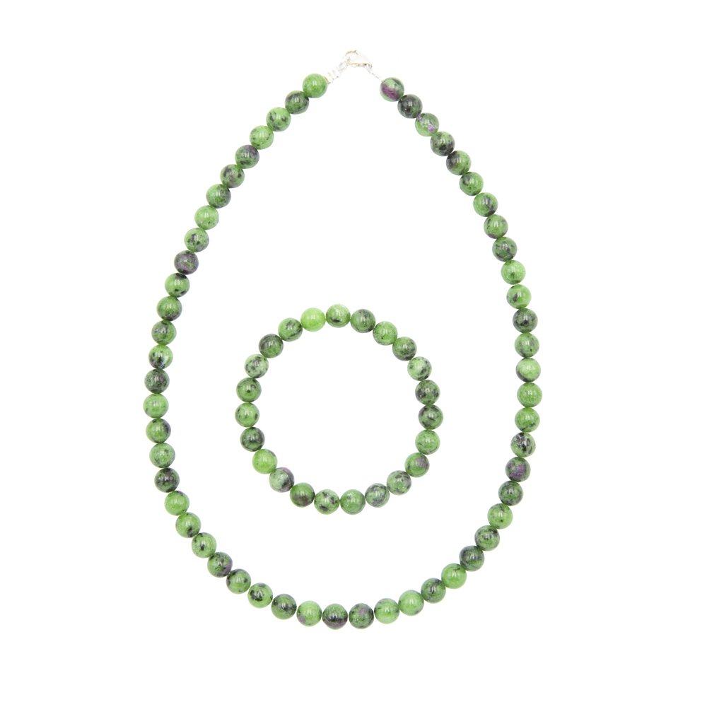 Set rubino su zoisite – Pietre con perline da 6 mm