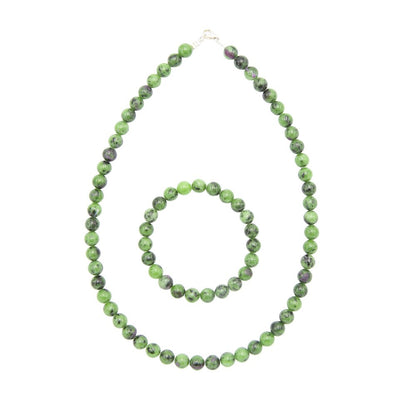 Set rubino su zoisite – Pietre con perline da 6 mm