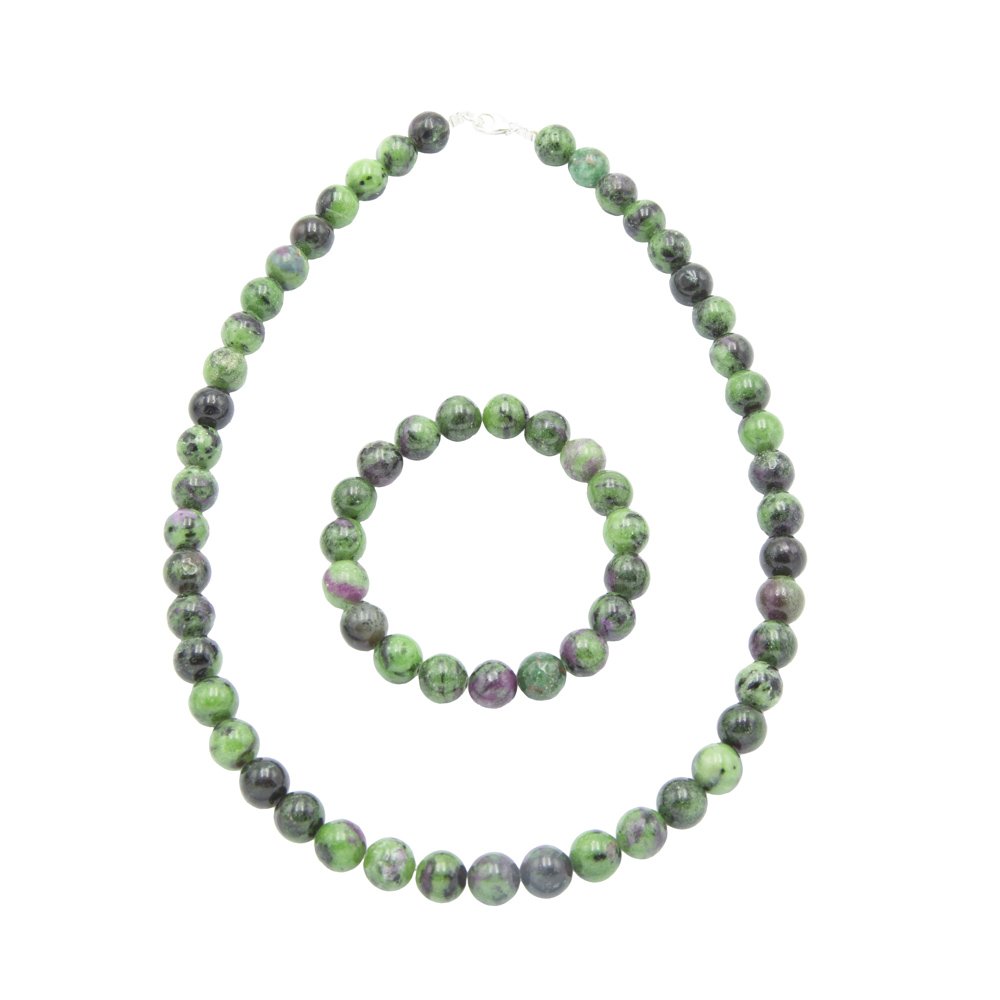 Set rubino su zoisite – Pietre con perline da 6 mm