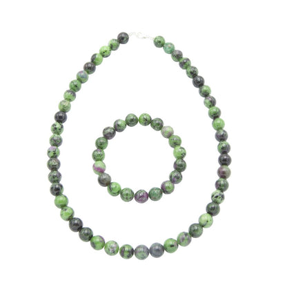 Set rubino su zoisite – Pietre con perline da 6 mm