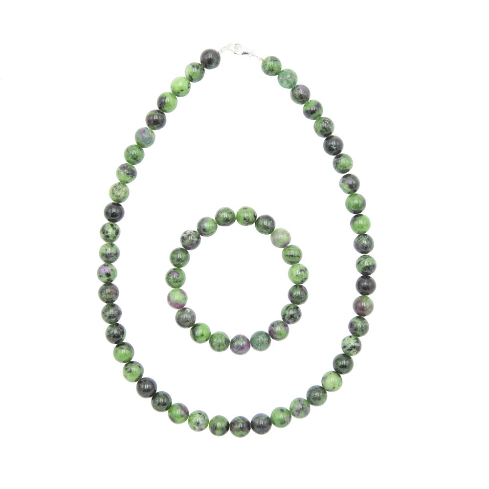 Set rubino su zoisite – Pietre con perline da 6 mm