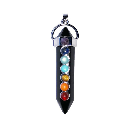 Ciondolo 7 chakra Agata Nera – Punta lunga