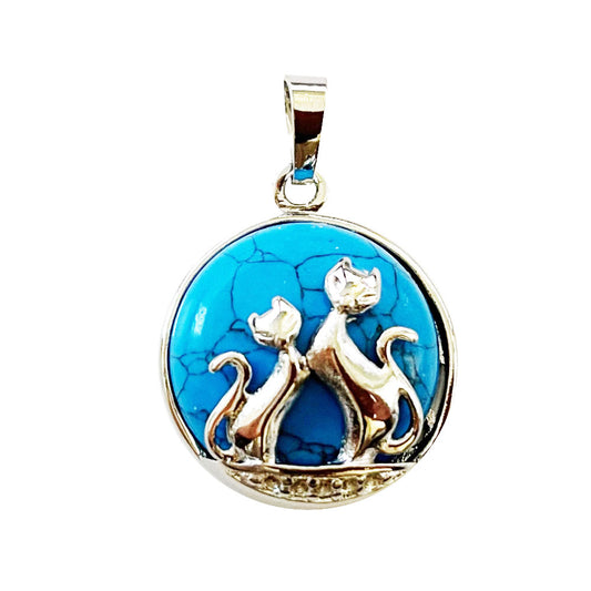 Pendente in Howlite blu – Gatto