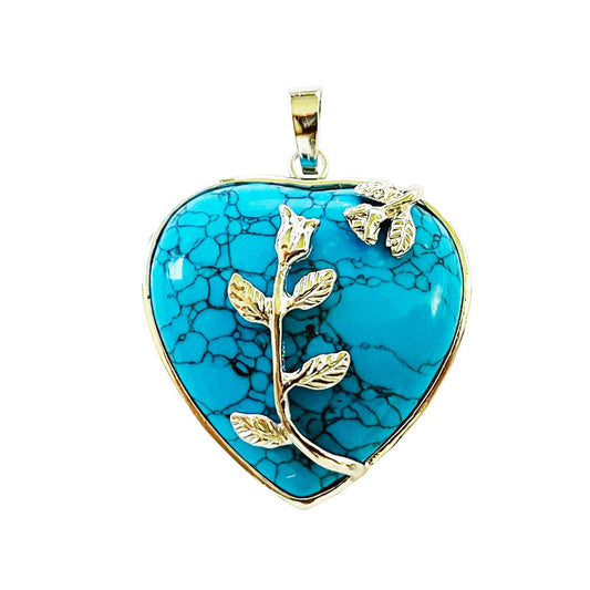 Ciondolo Howlite blu – Cuore di fiori