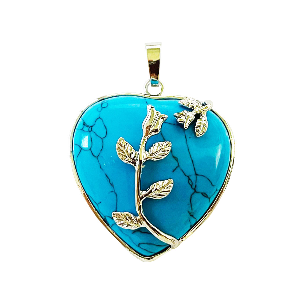 Ciondolo Howlite blu – Cuore di fiori
