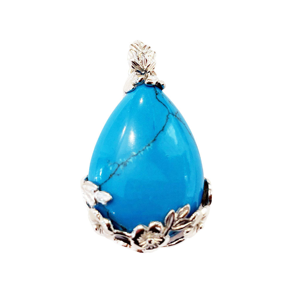 Ciondolo Howlite Blu – Goccia Fiorita