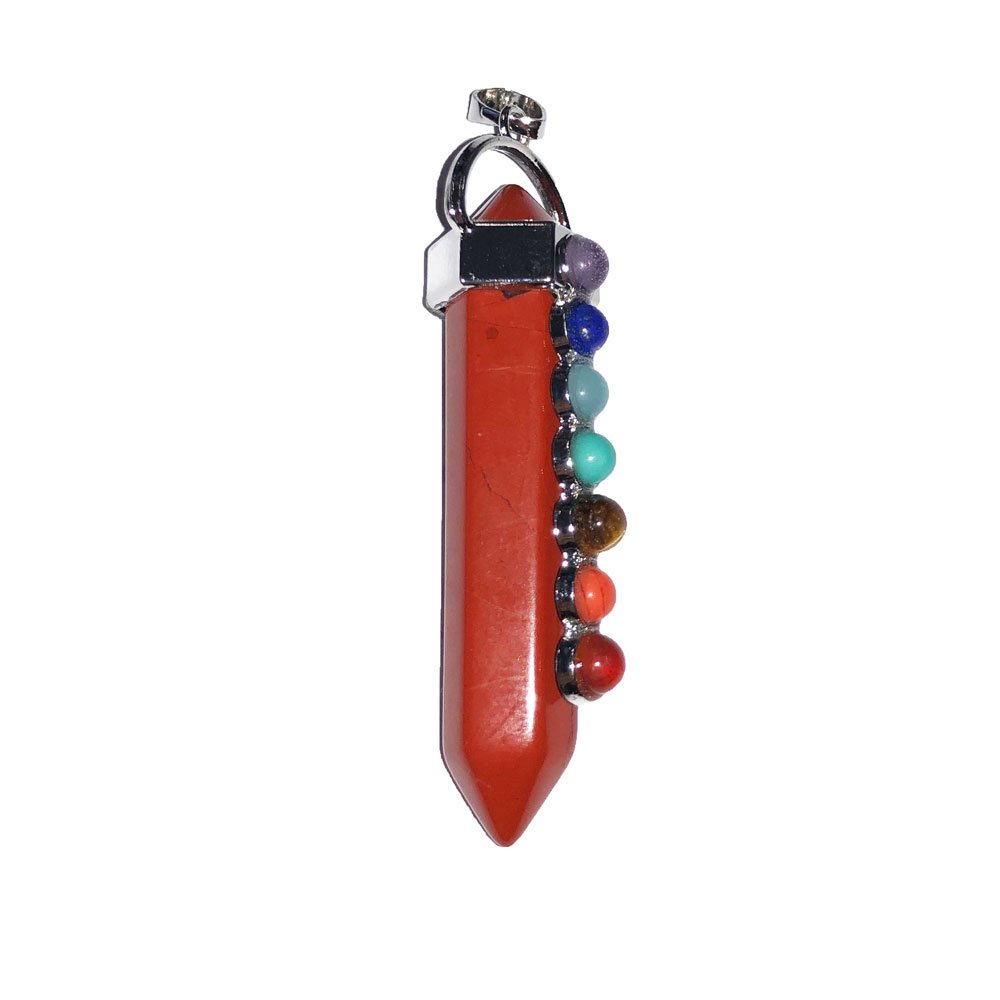 Ciondolo 7 chakra Diaspro rosso – Punta lunga